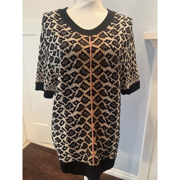 Maeve Sweaters - Maeve By Anthropologie Short Sleeve Sweater Animal Print Wool Cashmere Blend